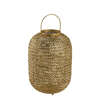 Bougeoirs et photophores - Lanterne APOLLO en métal tissé doré - Petit modèle - ø 32 x 47 cm - BLANC D'IVOIRE