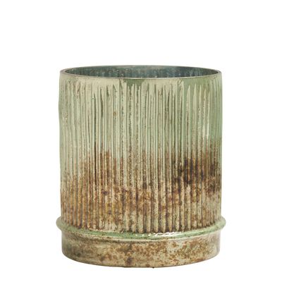 Candlesticks and candle holders - Oxidized gold striated vase tealight holder - BLANC D'IVOIRE