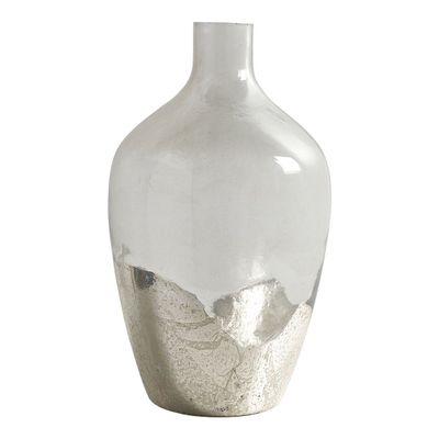Vases - Vase bonbonne JEANNE en verre transparent et argent - BLANC D'IVOIRE