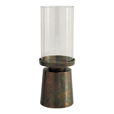 Bougeoirs et photophores - Photophore DANAÉ en verre et métal doré - Petit modèle - ø 16,5 x 45 cm - BLANC D'IVOIRE