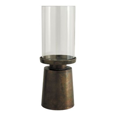 Bougeoirs et photophores  - Photophore DANAÉ en verre et métal doré - Grand modèle - ø 19,5 x 53 cm - BLANC D'IVOIRE