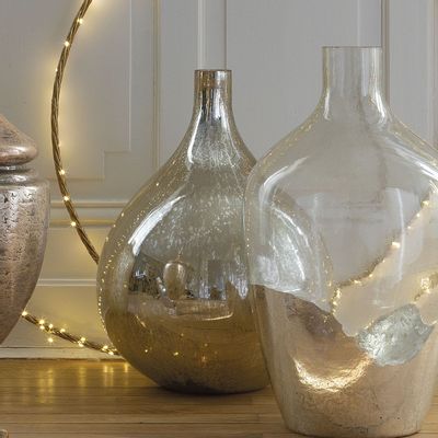 Vases - Vase bonbonne JEANNE en verre mercurisé doré - BLANC D'IVOIRE