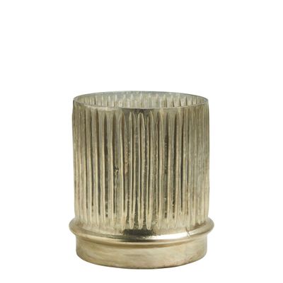 Bougeoirs et photophores - Photophore vase Strié doré - BLANC D'IVOIRE
