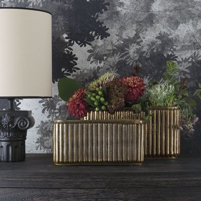 Vases - ARES vase in aged brass finish metal - Small model - H. 14.5 cm - BLANC D'IVOIRE