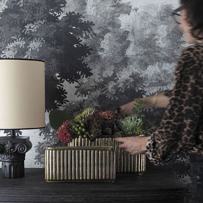 Vases - ARES vase in aged brass finish metal - Large model - H. 18 cm - BLANC D'IVOIRE