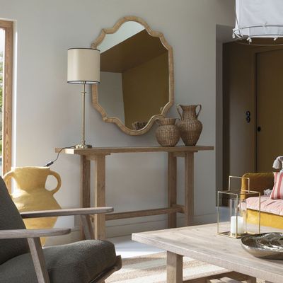 Mirrors - MATHILDE rattan mirror - H. 120 cm - BLANC D'IVOIRE