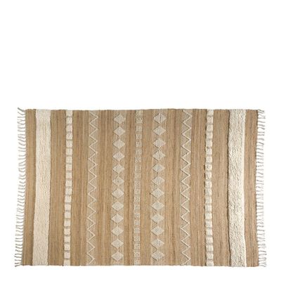Tapis - Tapis TANGER en jute et laine - Grand modèle - 300 x 200 cm - BLANC D'IVOIRE