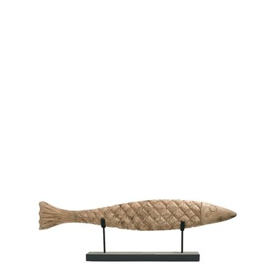 Objets de décoration - Statue POISSON en manguier et métal - Petit modèle - BLANC D'IVOIRE