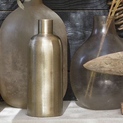 Vases - Vase ELIAS en métal doré - Grand modèle - H. 35 cm - BLANC D'IVOIRE