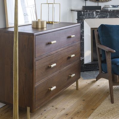 Chests of drawers - VICTOR chest of drawers in waxed mango wood with walnut finish - BLANC D'IVOIRE