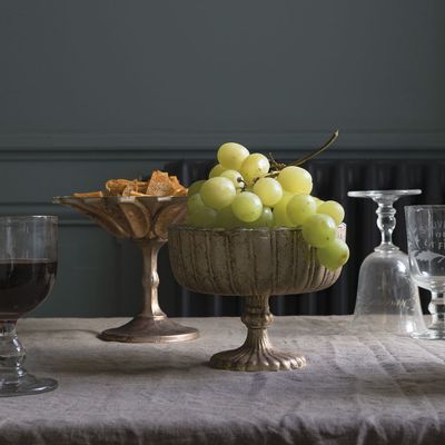 Objets de décoration - Coupe COTELEE en verre mercurisé argent antique - ? 14 cm - BLANC D'IVOIRE