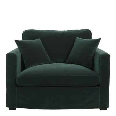 Fauteuils - Fauteuil ANGIE en velours - Vert forêt - BLANC D'IVOIRE