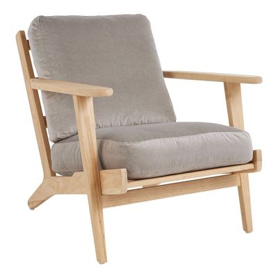 Armchairs - JULES armchair in velvet - Pearl gray - BLANC D'IVOIRE