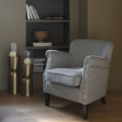 Armchairs - CLAUDE houndstooth armchair - BLANC D'IVOIRE