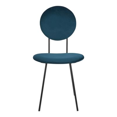 Chaises - Chaise COLETTE en velours et métal - Bleu nuit - BLANC D'IVOIRE