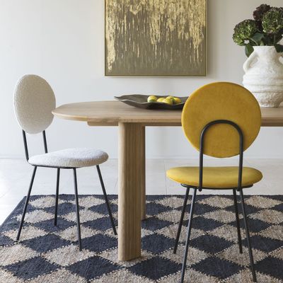 Chairs - COLETTE chair in velvet and metal - Safran - BLANC D'IVOIRE