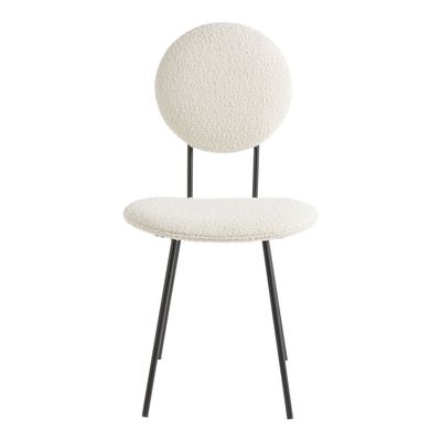 Chaises - Chaise COLETTE en bouclette et métal - Crème - BLANC D'IVOIRE