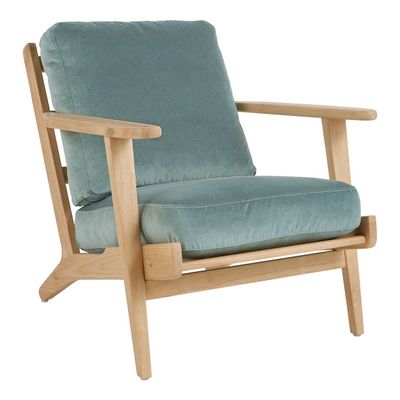Fauteuils - Fauteuil JULES en velours - Bleu céladon - BLANC D'IVOIRE