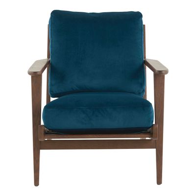 Fauteuils - Fauteuil JULES en velours - Bleu nuit - BLANC D'IVOIRE