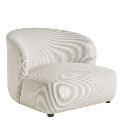 Armchairs - LISETTE wide armchair in corduroy - Cream - BLANC D'IVOIRE