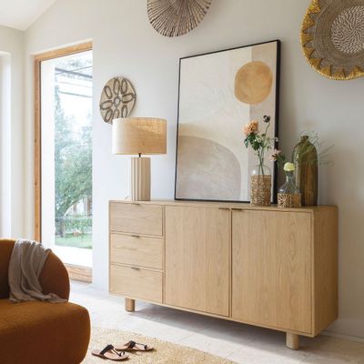 Sideboards - SIMONA light oak sideboard - BLANC D'IVOIRE