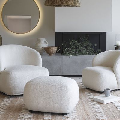 Ottomans - LISETTE pouf in French terry - Cream - BLANC D'IVOIRE