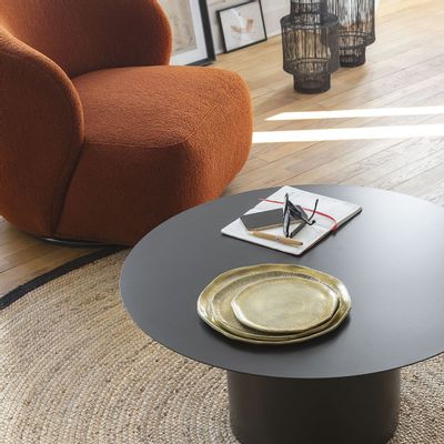 Coffee tables - ANDREA coffee table in black metal - BLANC D'IVOIRE