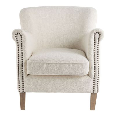 Fauteuils - Fauteuil CLAUDE en bouclette - Crème - BLANC D'IVOIRE
