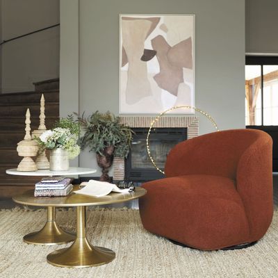 Armchairs - LISETTE armchair in looped wool - Terracotta - BLANC D'IVOIRE