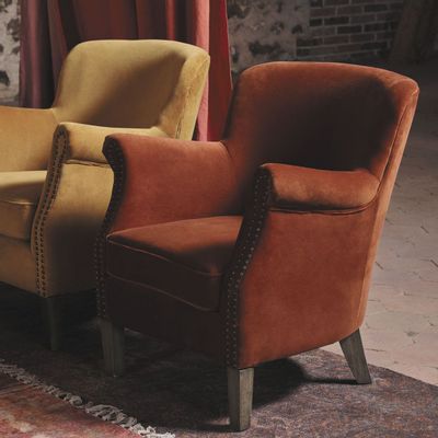 Armchairs - CLAUDE armchair burnt orange velvet - BLANC D'IVOIRE