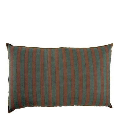 Fabric cushions - BAYADERE cotton cushion cover - Petrol blue and terracotta - 80 x 50 cm - BLANC D'IVOIRE