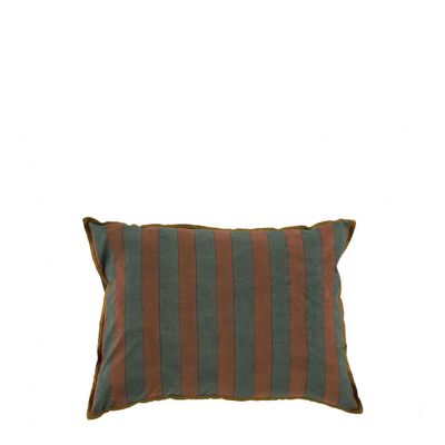 Fabric cushions - BAYADERE cotton cushion cover - Petrol blue and terracotta - 40 x 30 cm - BLANC D'IVOIRE