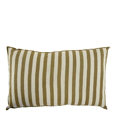 Coussins textile - Housse de coussin BAYADERE en coton - Crème et cumin - 80 x 50 cm - BLANC D'IVOIRE