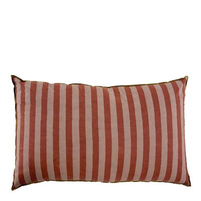 Coussins textile - Housse de coussin BAYADERE en coton - Nude et rouge brique - 80 x 50 cm - BLANC D'IVOIRE