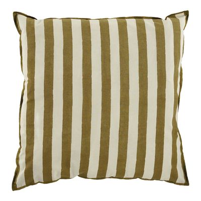 Fabric cushions - BAYADERE cotton cushion cover - Cream and cumin - 50 x 50 cm - BLANC D'IVOIRE