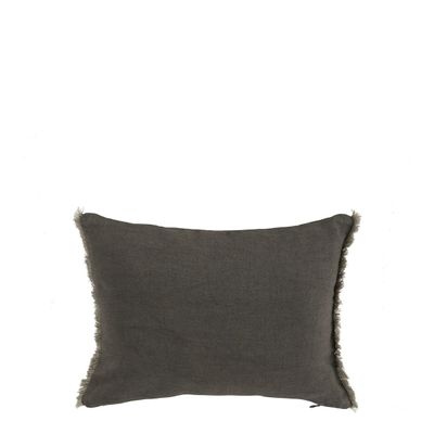 Coussins textile - Housse de coussin CHLOÉ en lin lavé - Gris charbon - 30 x 40 cm - BLANC D'IVOIRE
