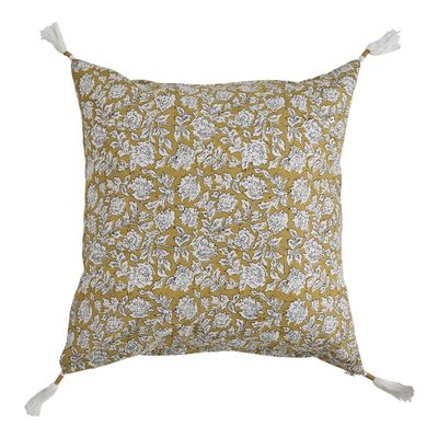 Coussins textile - Housse de coussin EDEN en coton - Safran - 50 x 50 cm - BLANC D'IVOIRE