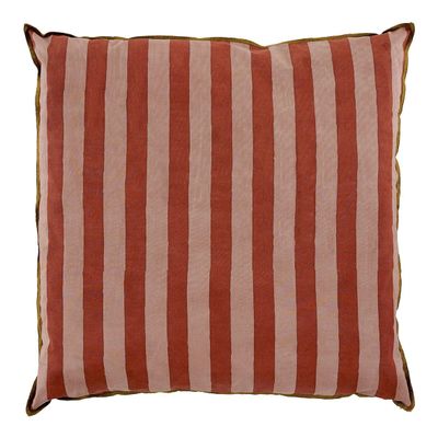 Fabric cushions - BAYADERE cotton cushion cover - Nude and brick red - 50 x 50 cm - BLANC D'IVOIRE