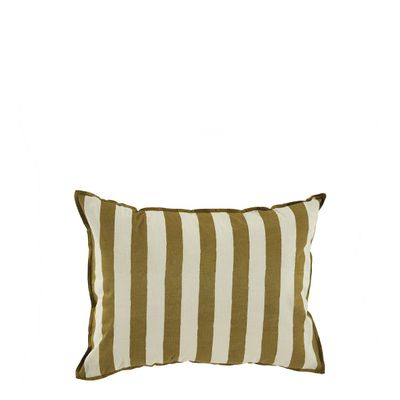 Coussins textile - Housse de coussin BAYADERE en coton - Crème et cumin - 40 x 30 cm - BLANC D'IVOIRE