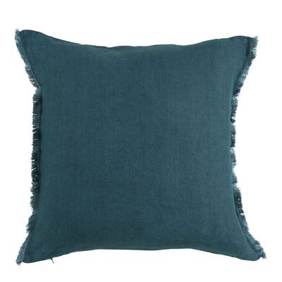 Fabric cushions - CHLOÉ cushion cover in washed linen - Petrol - 50 x 50 cm - BLANC D'IVOIRE