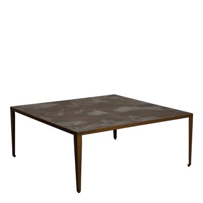 Coffee tables - GIULIA square coffee table with ceramic top and metal legs - 100 x 100 x 40 cm - BLANC D'IVOIRE