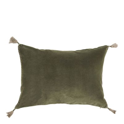 Fabric cushions - MATTEO cushion cover in cotton and linen velvet - Khaki - 60 x 40 cm - BLANC D'IVOIRE