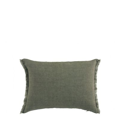 Coussins textile - Housse de coussin CHLOÉ en lin lavé - Kaki - 30 x 40 cm - BLANC D'IVOIRE
