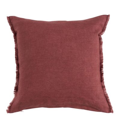 Coussins textile - Housse de coussin CHLOÉ en lin lavé - Terracotta - 50 x 50 cm - BLANC D'IVOIRE