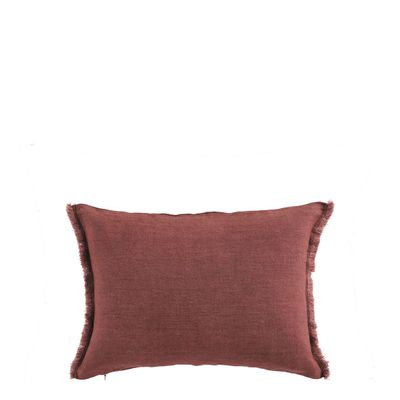 Coussins textile - Housse de coussin CHLOÉ en lin lavé - Terracotta - 30 x 40 cm - BLANC D'IVOIRE