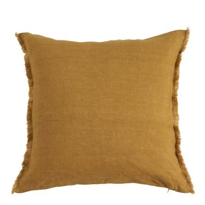 Coussins textile - Housse de coussin CHLOÉ en lin lavé - Safran - 50 x 50 cm - BLANC D'IVOIRE