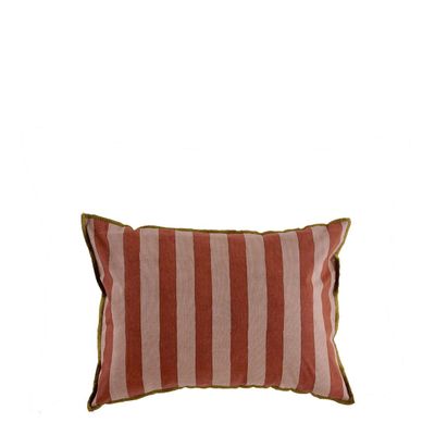 Coussins textile - Housse de coussin BAYADERE en coton - Nude et rouge brique - 40 x 30 cm - BLANC D'IVOIRE
