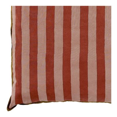 Fabric cushions - BAYADERE cotton cushion cover - Nude and brick red - 40 x 30 cm - BLANC D'IVOIRE