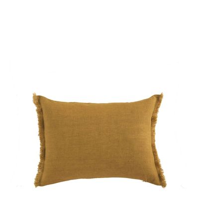 Coussins textile - Housse de coussin CHLOÉ en lin lavé - Safran - 30 x 40 cm - BLANC D'IVOIRE