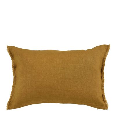 Coussins textile - Housse de coussin CHLOÉ en lin lavé - Safran - 60 x 40 cm - BLANC D'IVOIRE